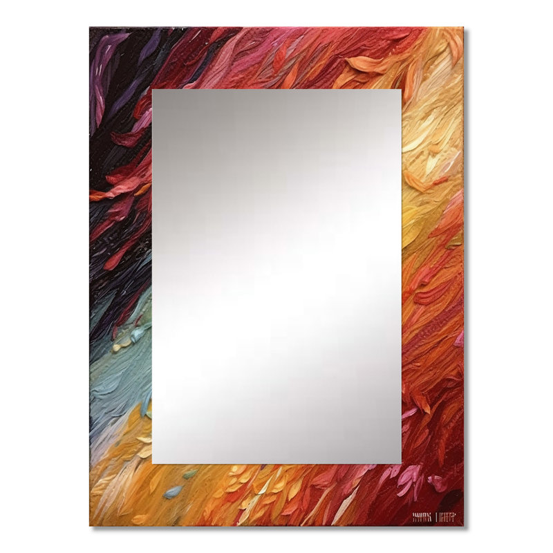 Abstrait Wabes en rouge et orange rétro - miroir décoratif de formes abstraites, miroir mural moderne, impression d'art en métal
