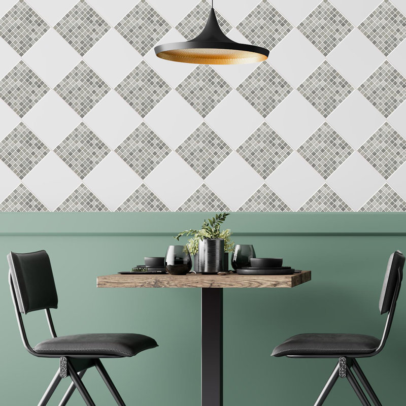 38.1cm W x 38.1cm L PVC Peel and Stick Mosaic Tile, Natural Grey