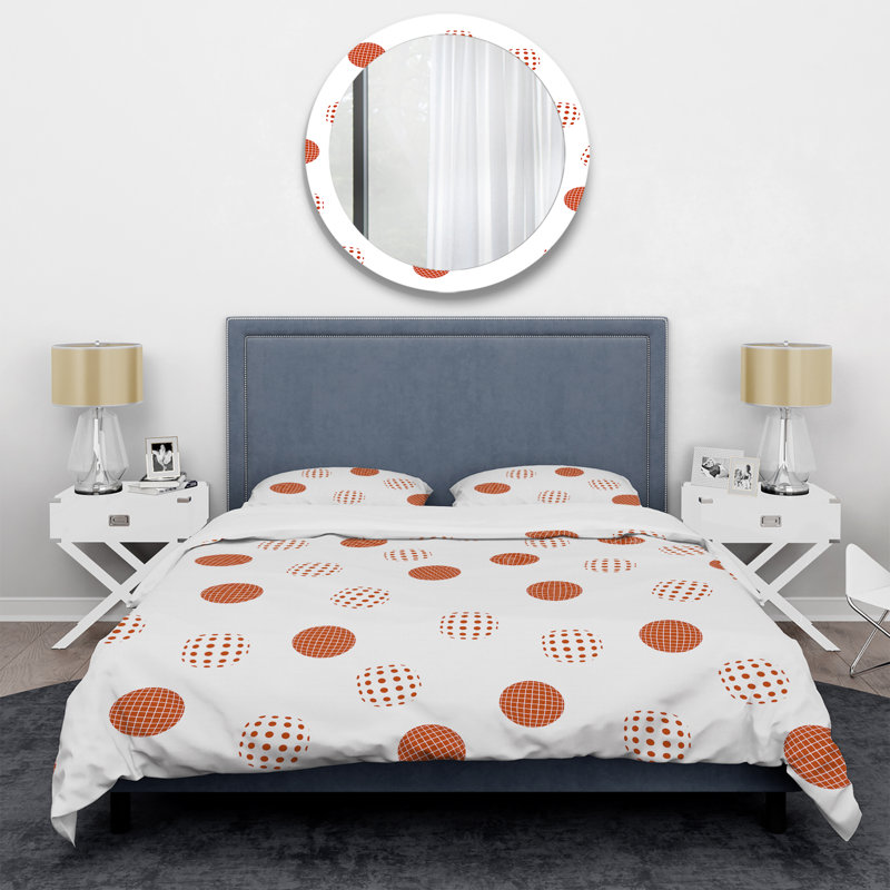 Brown Circle Dots - Ensemble de housse de couette à motif abstrait - Microfibre de polyester