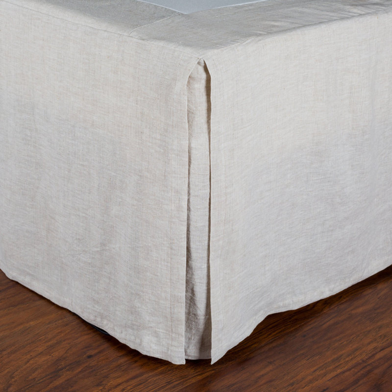 Flax Linen Pleated Split Corner King Bed Skirt