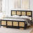 Bohemian Rattan Platform Bed With Strong Metal Slats Support-1996392415-1996392408