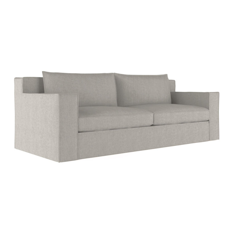 Canapé Mulberry, Lin à tissage carré argenté, H 33 po x l 108 po x p 40 po, Patiné