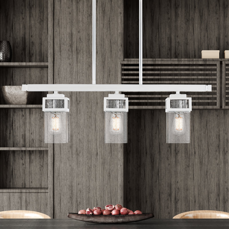 Luminaire suspendu linéaire à 3 lumières pour îlot de cuisine Nailwell, Chrome poli