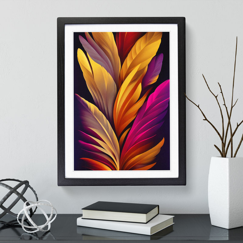 Resplendent Feather - Wall Art, Black Framed, 36cm H x 27cm W, White