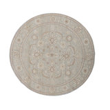 Hand-Knotted High-Quality Beige Round Area Rug