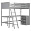 Lit mezzanine simple avec tablettes et bureau, lit mezzanine en bois avec bureau-87743900
