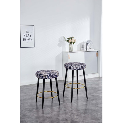 Bar Stools Set of 2,Upholstered Dining Chair Stools,Footrest for Kitchen Island Coffee Shop Bar Home Balcony