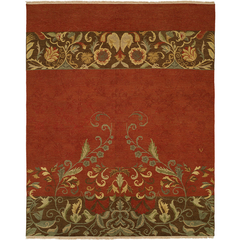 Wool Floral Area Rug, Rectangle 10' x 14'