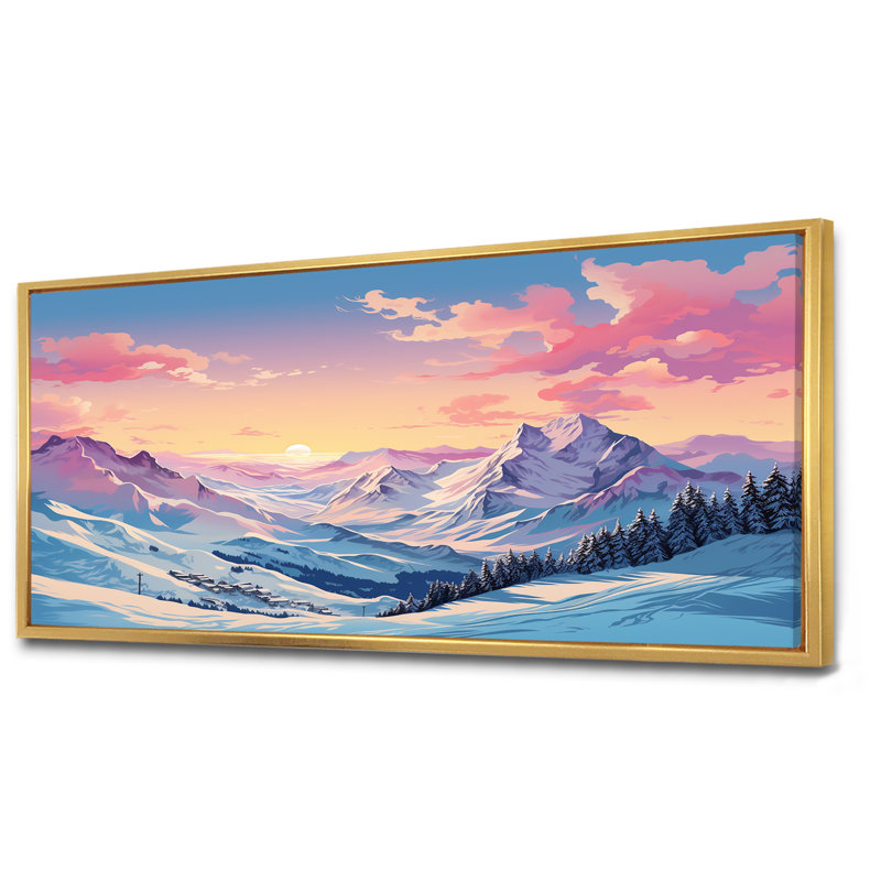 Décoration murale Alpes, Dhuez, Cadre flottant doré, H 28 po x l 60 po x P 1,5 po