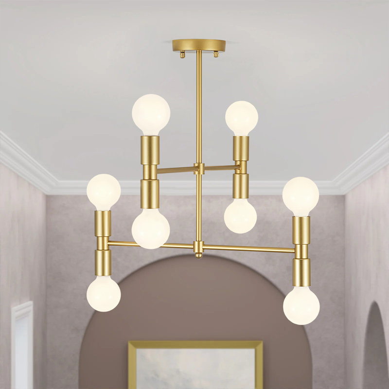 8 - Light Modern Mid-Century Tiered Sputnik Linear Semi Flush Mount