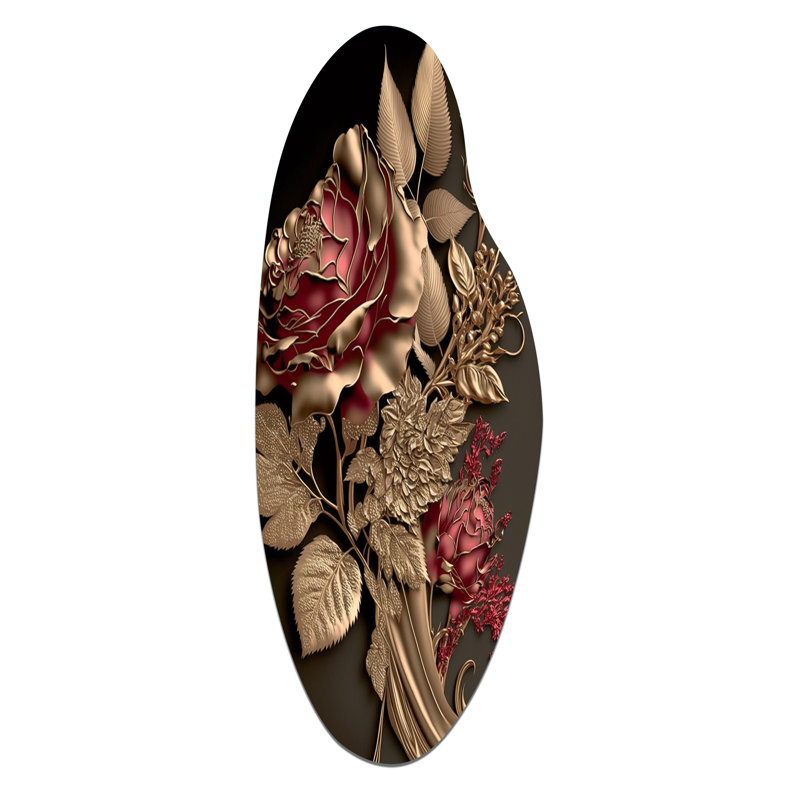 Art mural en métal asymétrique Gilded Rose Vintage Glam I, H 38 po x l 15 po