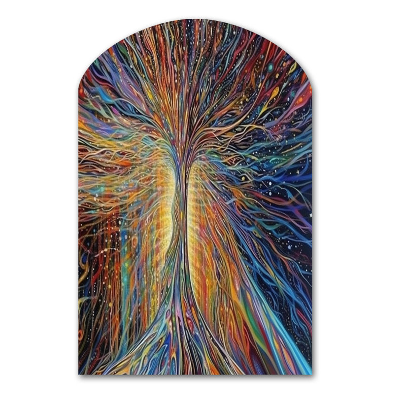 ëThe Energy Of Mystical Radiant Tree I - Landscape Trees Arch Shape Assymtericalë, art mural, H 34 po x l 25 po