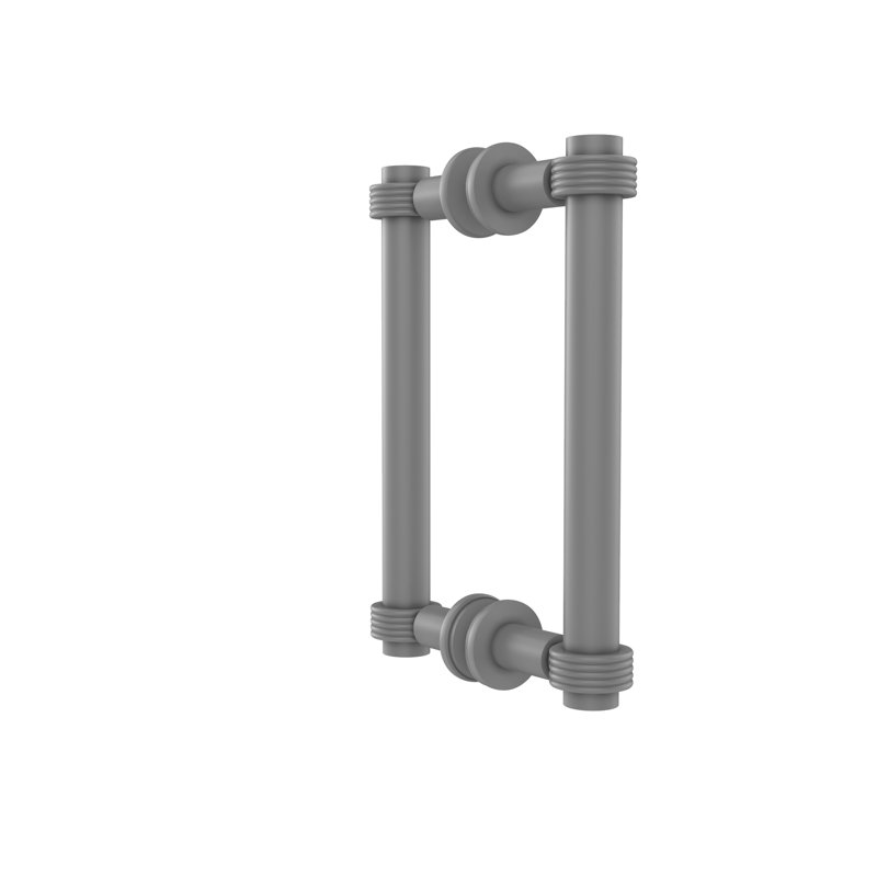 Poignée de douche arrière à dos contemporaine avec accent évasé, Gris mat, H 1,7 po x l 20,3 po