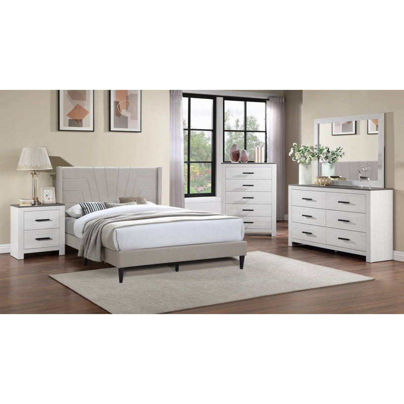 Jaequez Piece Bedroom Set, Light Brown/White