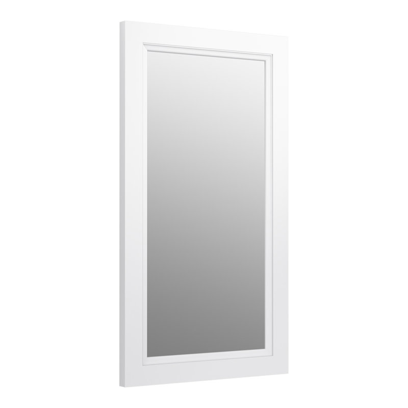Damas Framed Mirror, Lin Blanc