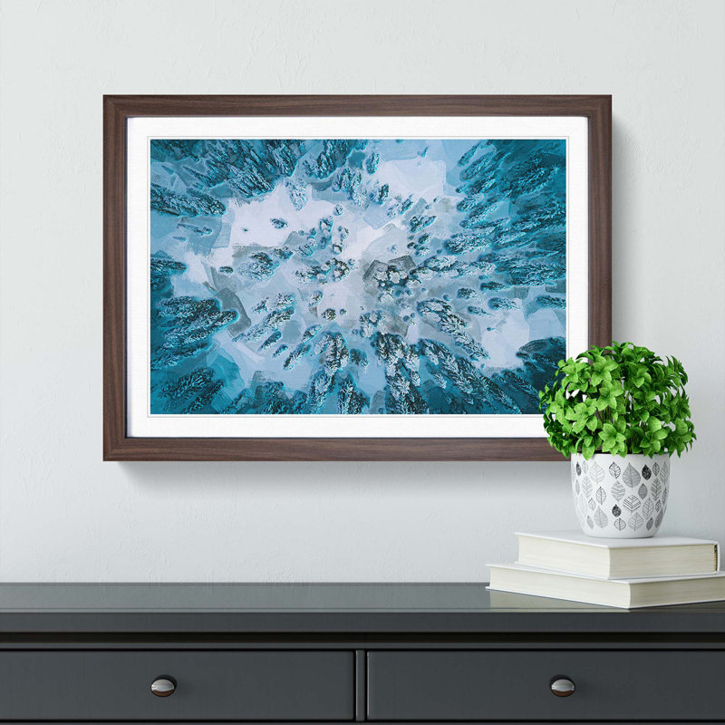 Fresh Snow upon the Forest in Abstract - Wall Art, 48cm H x 65cm W x 2cm D, Walnut Single Picture Frame Wood