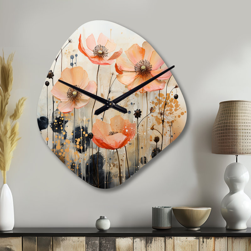 Horloge murale Peach Blossoming Abstractions I - Botanicals, Grand