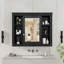 Armoire de rangement murale moderne avec miroir, 6 tablettes ouvertes pour une salle de bain organisée et élégante