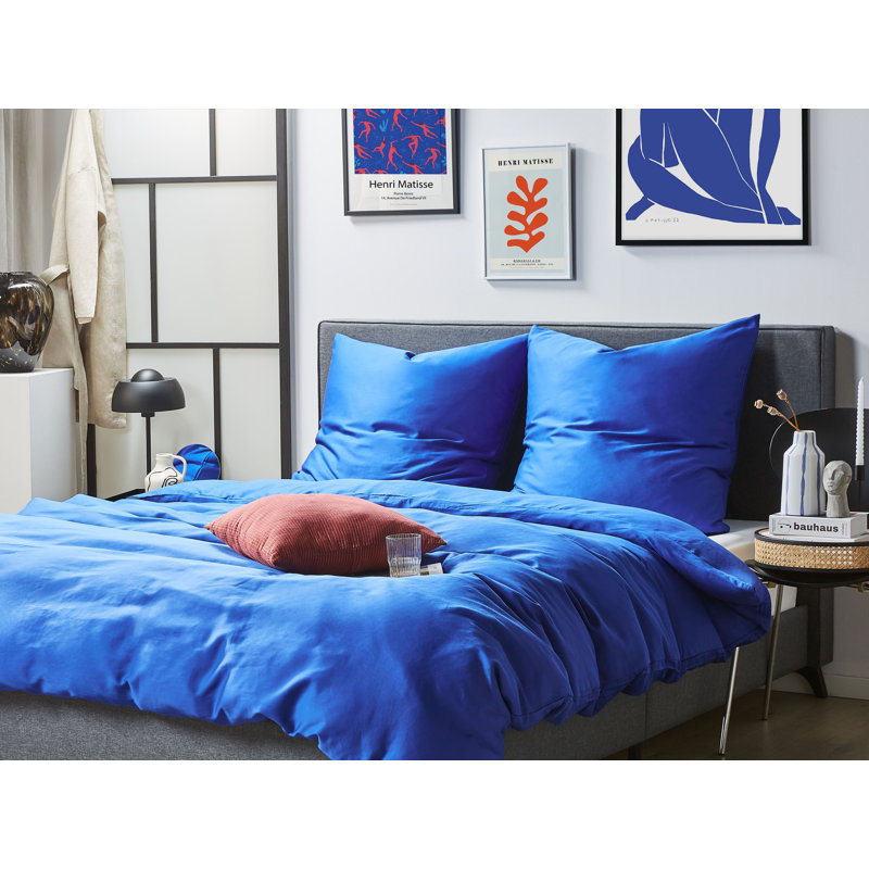 Solid Colour Duvet Cover Set with Pillowcases Included, 135 x 200cm Duvet Cover + 1 Standard Pillowcase, Blue