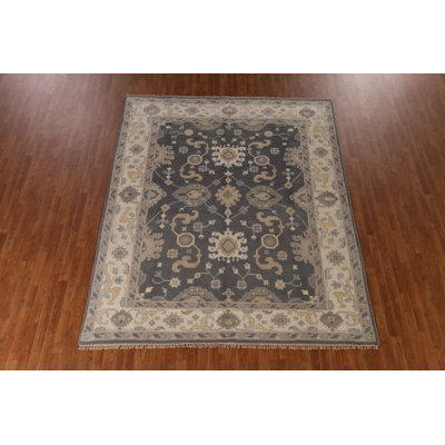 Gray Geometric Oushak Indian Area Rug 8x10