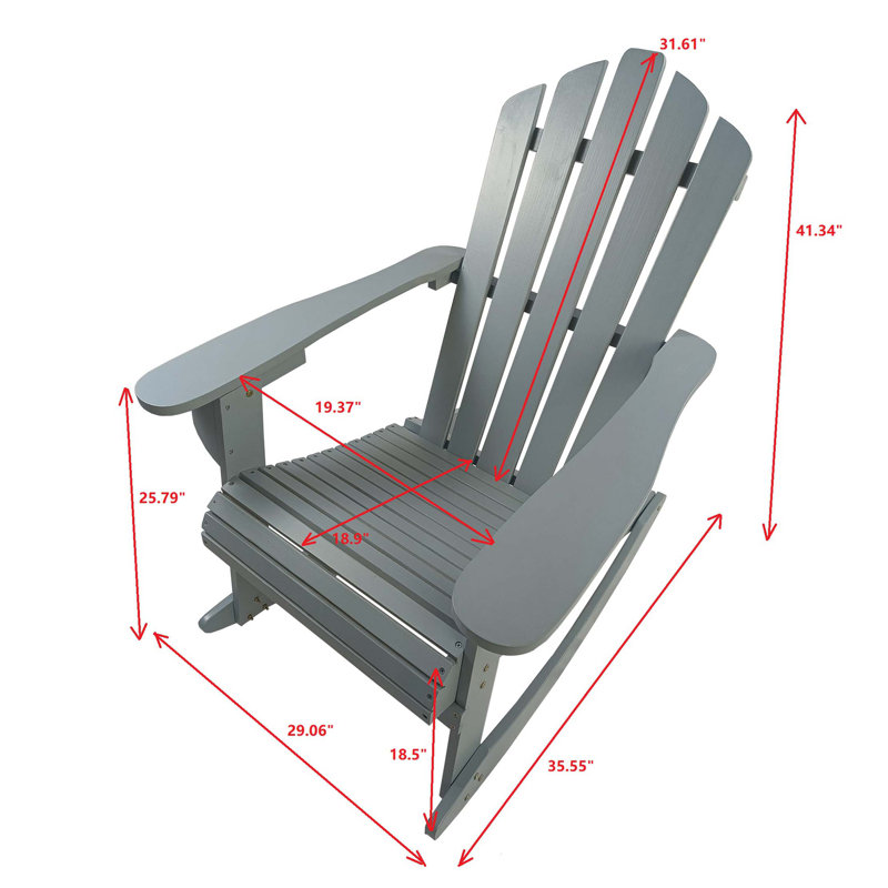 Chaise Adirondack inclinable en bois, Gris