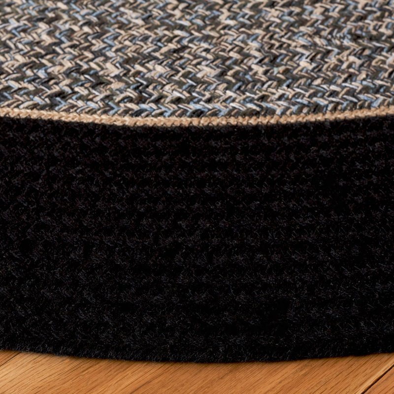 Tapis tressé noir / gris 756, Rond 5 pi