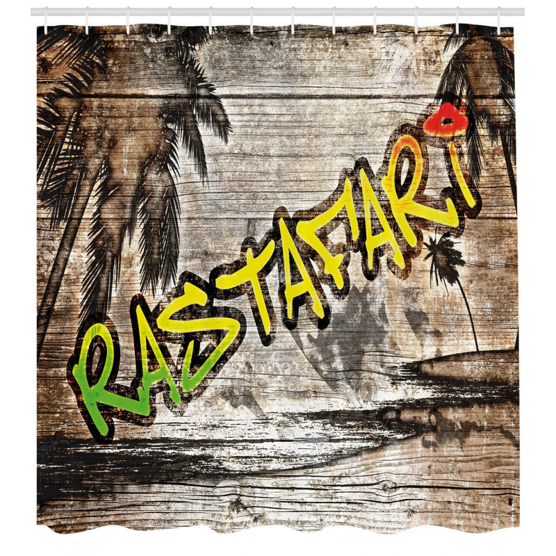 Ensemble de rideau de douche et crochets rasta, H 70 po x l 69 po