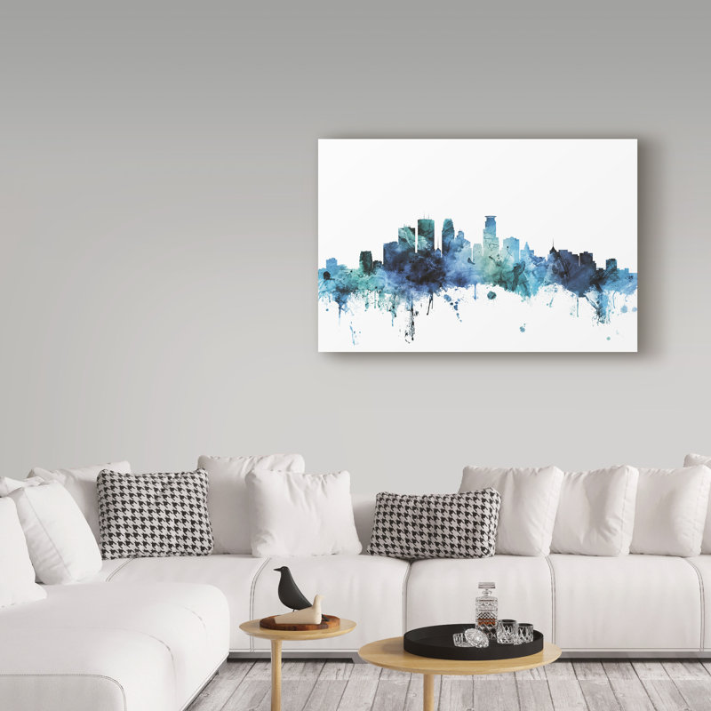 « minneapolis minnesota blue ciel », reproduction d’impression sur toile tendue, H 22 po x l 32 po x P 2 po