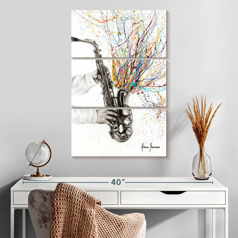 Abarca, le saxophone jazz, H 32 po x l 20 po