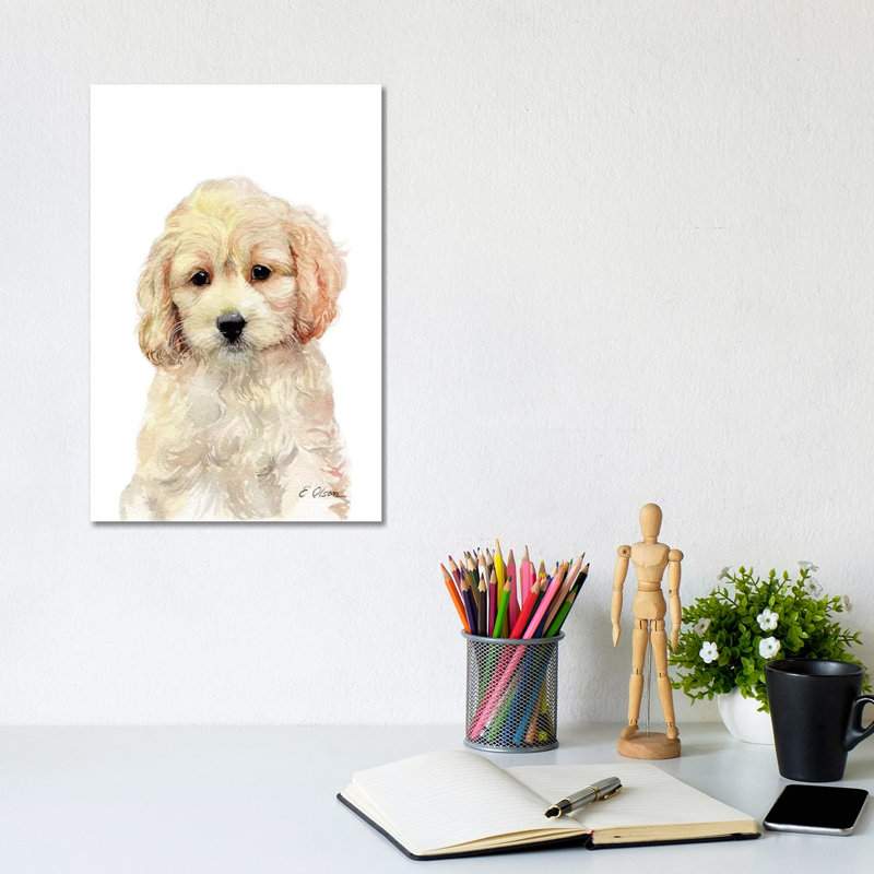 Cockapoo Puppy - Wrapped Canvas Painting, 30.48cm H x 20.32cm W x 1.91cm D