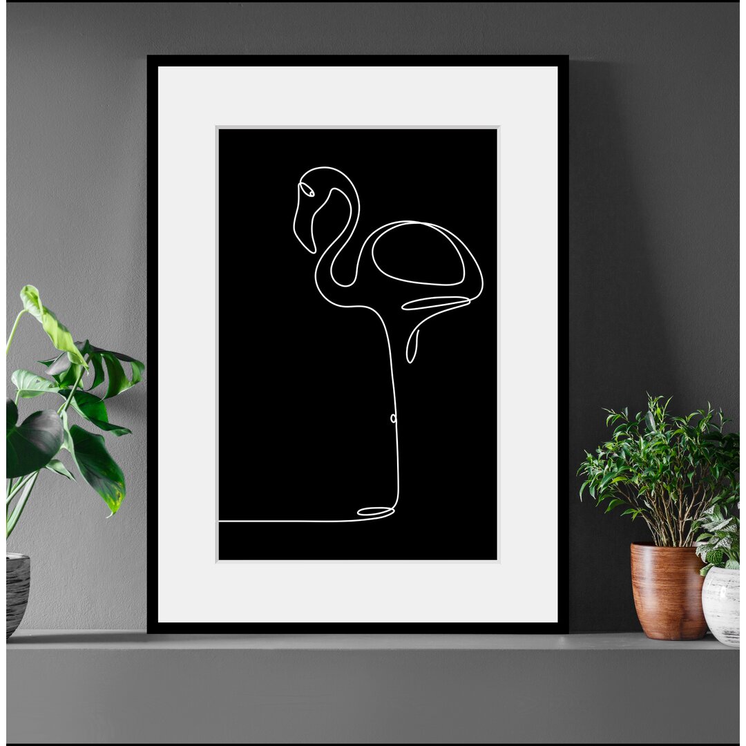 Gerahmtes Poster Flamingo, Grafikdruck