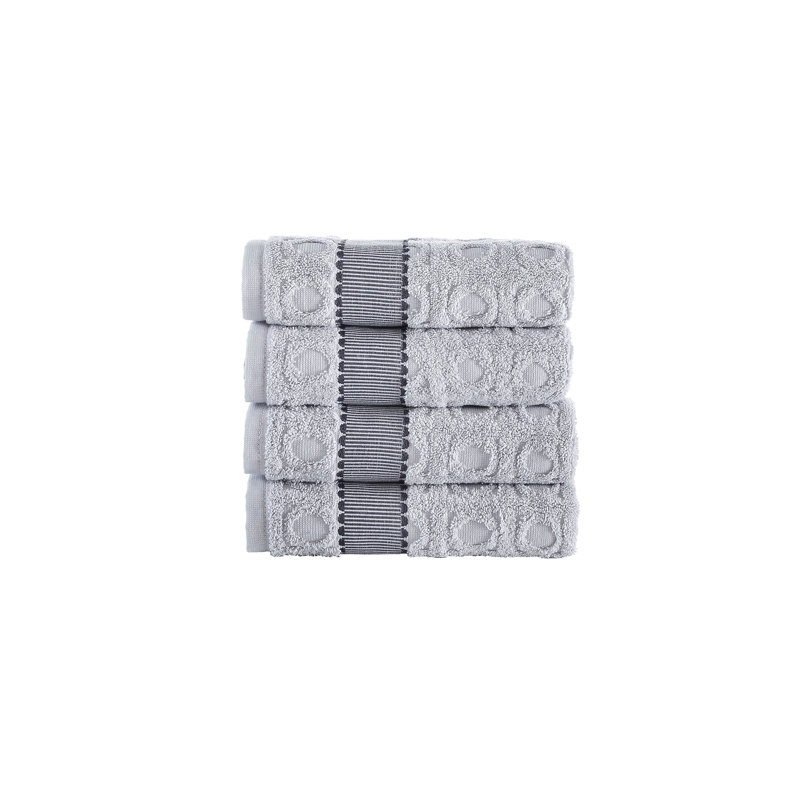 Turkish Cotton Plush Jacquard Hand Towel, Silver