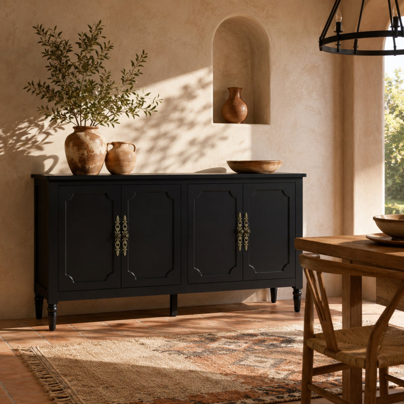 Buffet 58,9 "avec tablettes réglables, Noir