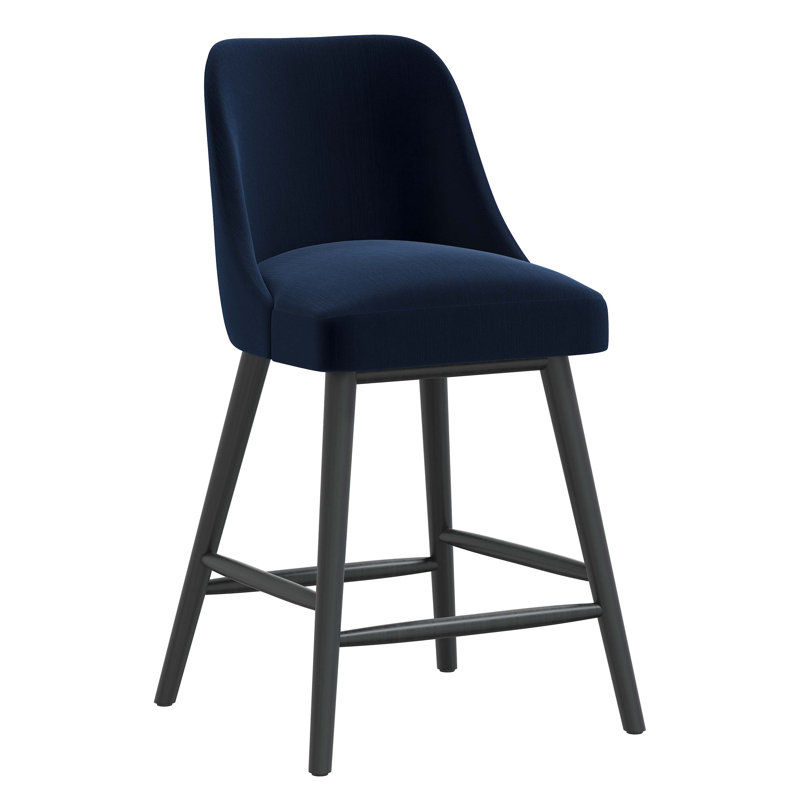 Tabouret de bar et de comptoir Gallie, Tabouret de comptoir (siège d'une hauteur de 27 p, Velours éclipse Monaco