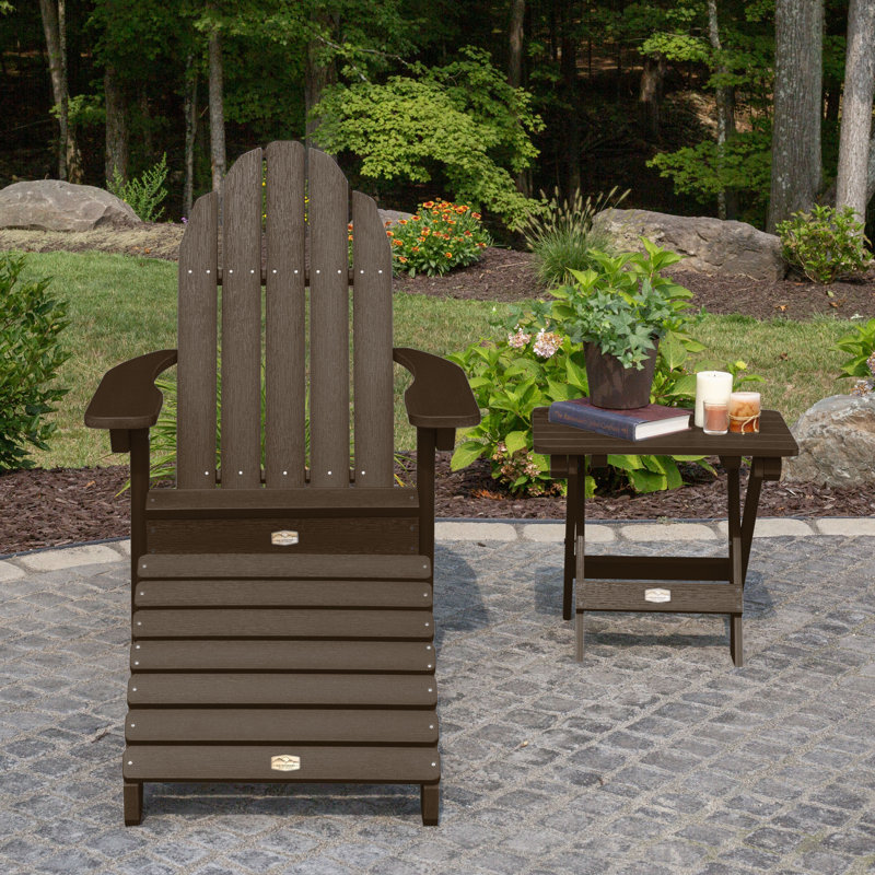 Essential Adirondack Chair with Essential Ottoman and Essential Folding Side Table, Canyon
