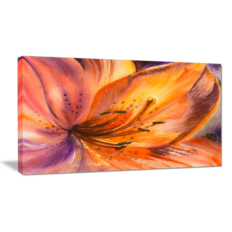 Fleur de lis orange - impression sur toile tendue, H 16 po x l 32 po x P 1 po