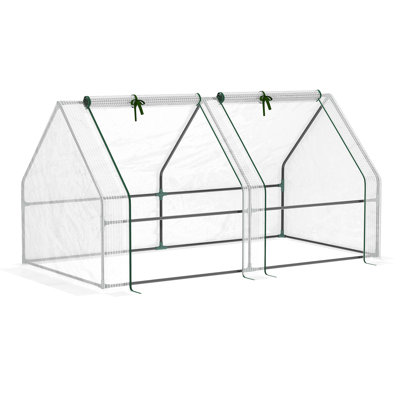 Mini 270*90*90 cm Steel 1 Piece Mini Greenhouse Green with Roll-up Door and Windows