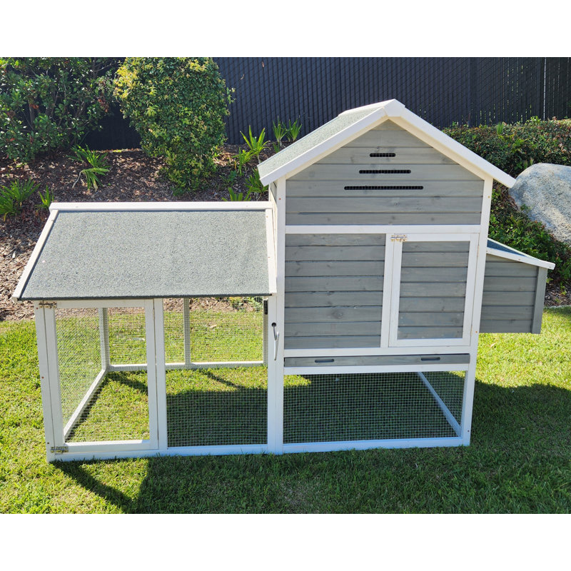 Rugged Ranch Raised Wood Chicken Coop with Chicken Run Sage Green/Gray