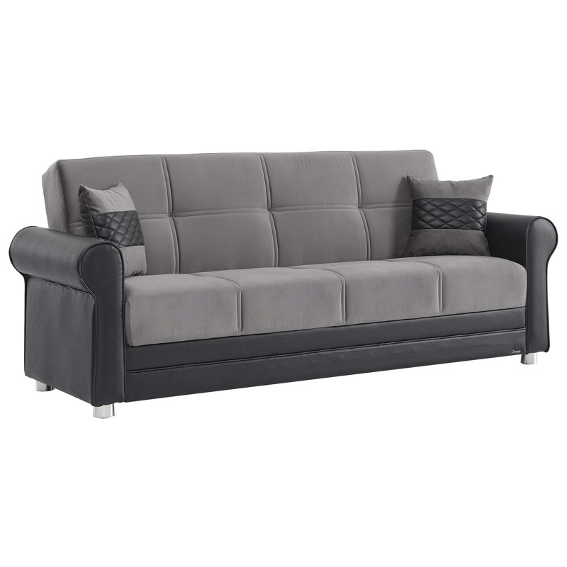 Avalon 86 in. Fabric 3-Seater Twin 3-in-1 Sleeper Sofa Bed with Storage, Nany Gray Chenille