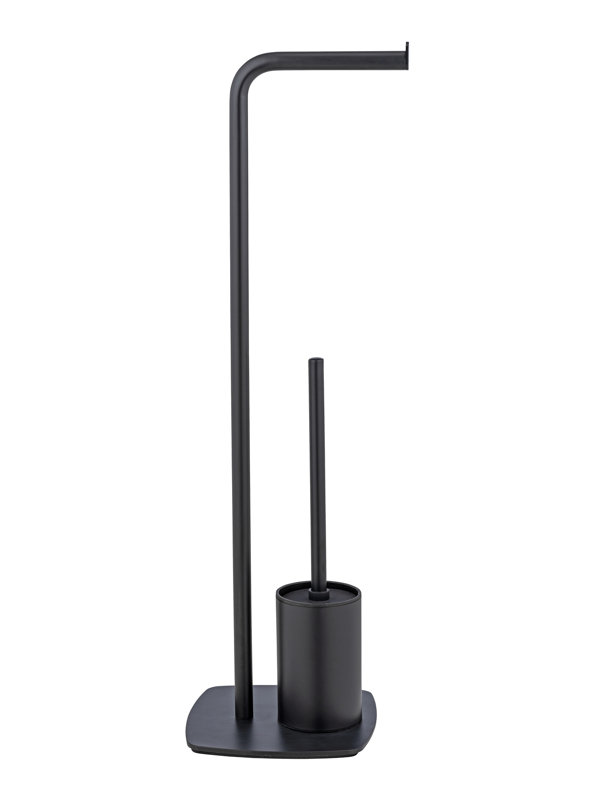 Ivy Bronx free-standing toilet set, Mod. Iria, black, with toilet roll holder and toilet brush, Black