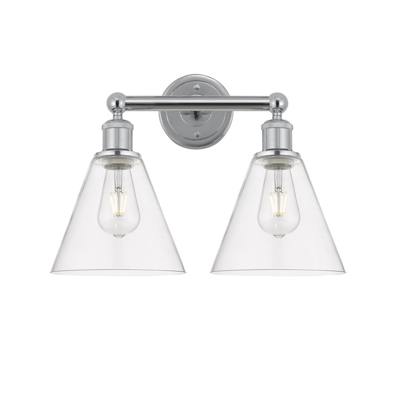Éclairage de salle de bain à 2 lumières à intensité variable Mallery, Transparent, Chrome poli