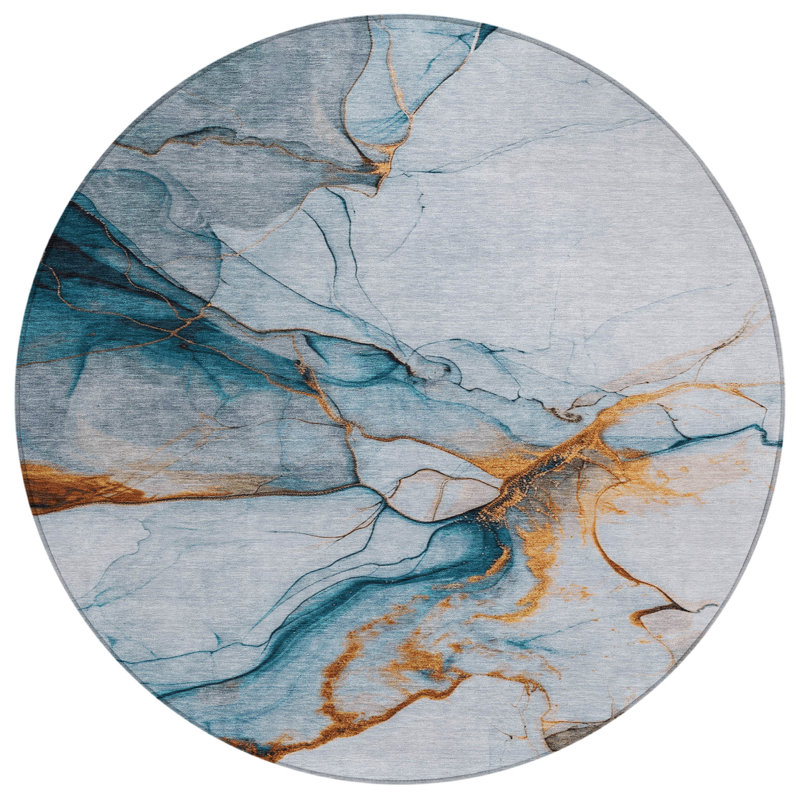 Tapis intérieur / extérieur bleu Daeanor, 8 pi x 8 pi