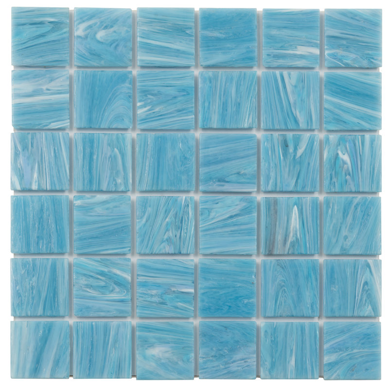 Celestial 12 in. x 12 in. Glossy Yale Blue Glass Mosaic Wall and Floor Tile (10 sq. ft./case) (10-pack), Sky Blue
