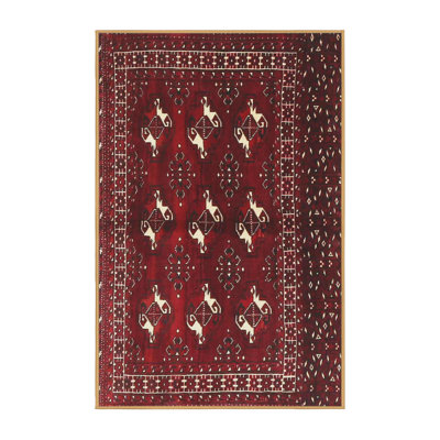 Tapis rouge/brun/beige traditionnel