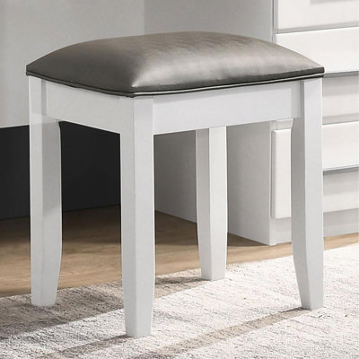 Tabouret de coiffeuse blanc brillant avec siège rembourré
