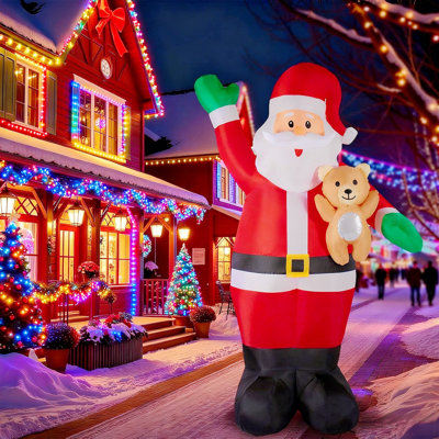 8.5FT Inflatable Santa With LED Lights & Bear, Outdoor Christmas Yard Decoration, All-Weather Waterproof Design, Includes Blower Motor & Stakes​