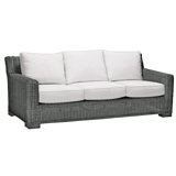 Rustic 81.25" Wide Outdoor Wicker Patio Sofa with Cushions
