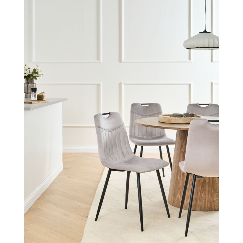 Set of 4 Dining Chairs ARGYLE Velvet, Grey