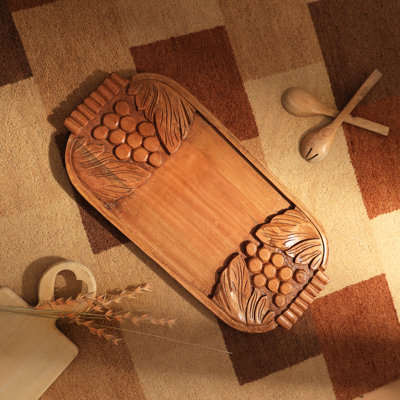 Wooden Serving Tray | Mango Wood Platter | 29.5x14x1.5"
