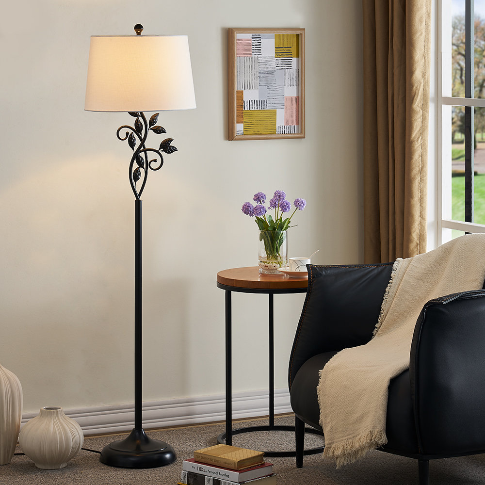 Willa Arlo™ Interiors Grinstead 62'' Traditional Black Metal Floor Lamp & Reviews | Wayfair